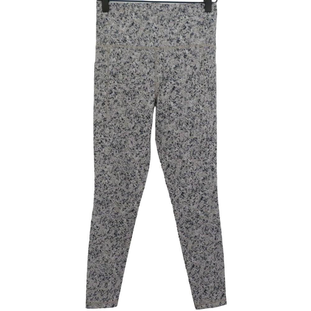 Athleta Womens Sz S Black White Gray Speckled High Waist Leggings Wide Waistband